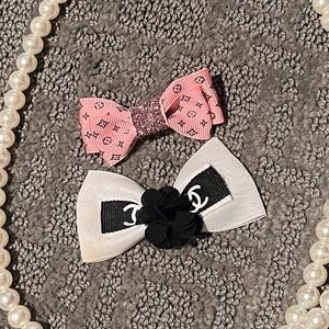 Chic Dog Bow Set - one Chanel and one LV